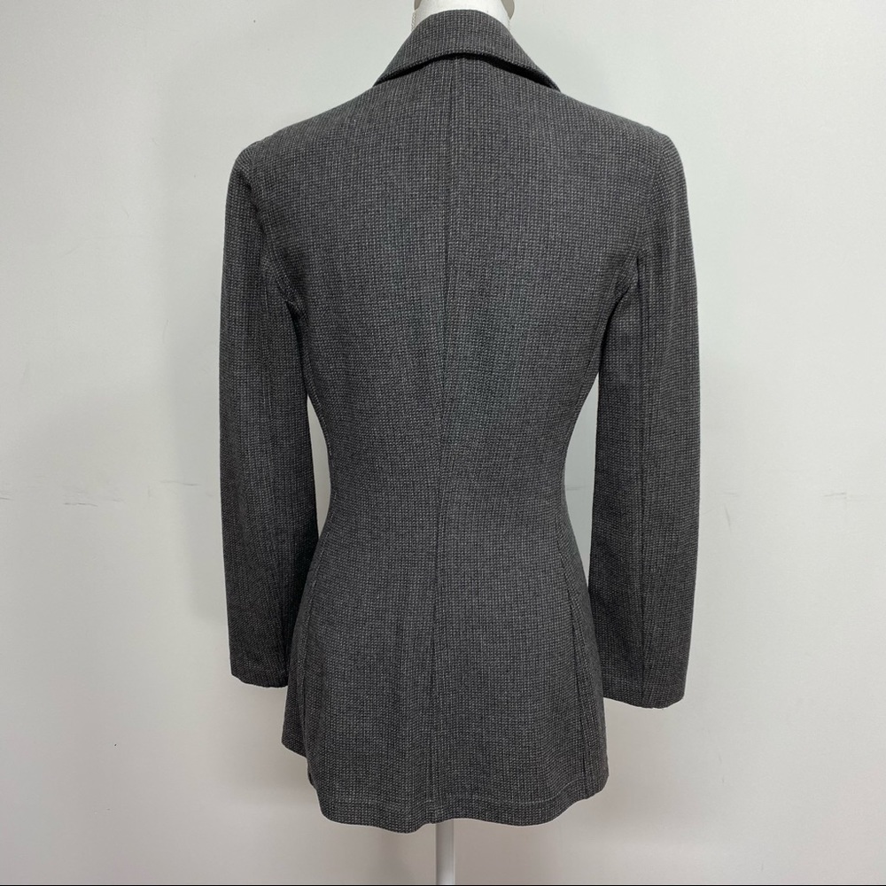 Vintage Giorgio Armani Giacca Donna Double Breasted Charcoal Gray Knit Blazer - Picture 2 of 13
